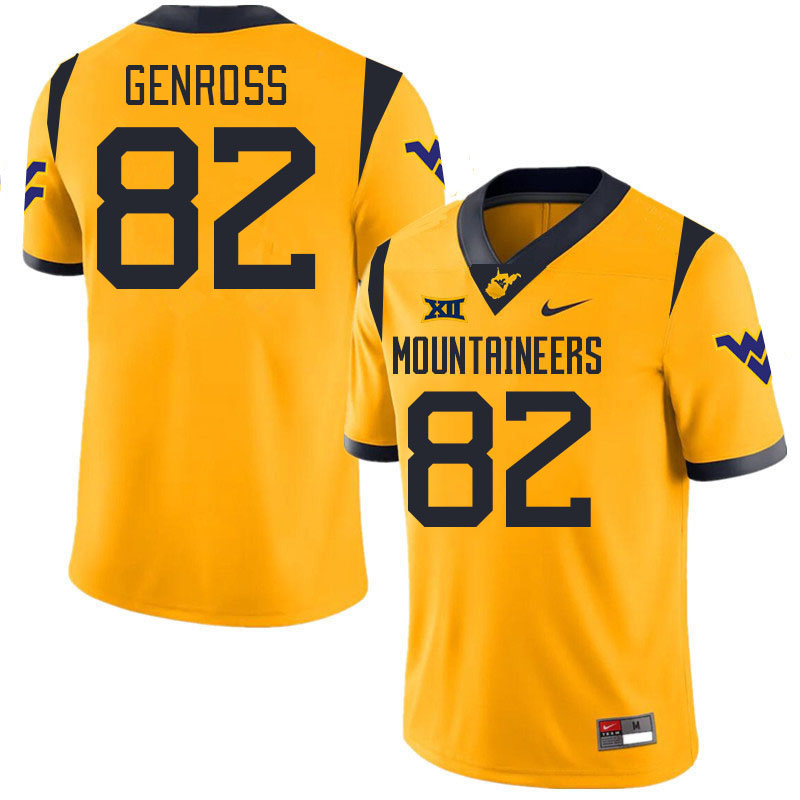 #82 Greg Genross West Virginia Mountaineers College 2024 New Uniforms Football Jerseys Stitched Sale-Gold